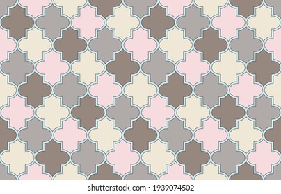 Marokkanisches Muster ohne Nahtlose. Traditionelles islamisches Laternendekor. Iranischer Mubarak Mosaik. Moschee Window Pattern. 1001 Nacht Arabesque. Bieten Sie marokkanische, nahtlose Muster. Ramadan Kareem Noble Motif.