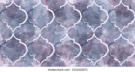 Marokkanisches Muster ohne Nahtlose. Türkische Moschee Fensterform. Arabischer Mosaikwasserverzierter Hintergrund. Eid Mubarak muslimische Dekoration. Ramadan Kareem Islamische Illustration