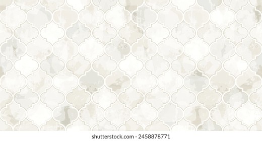 Moroccan Seamless Pattern. Turkish Mosque Window Shape. Arabic Mosaic Watercolor Ornament Background. Eid Mubarak Muslim Decoration. Ramadan Kareem Islamic Illustration