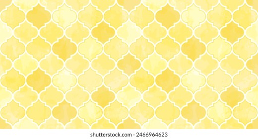 Moroccan Seamless Pattern. Turkish Mosque Window Shape. Arabic Mosaic Watercolor Ornament Background. Eid Mubarak Muslim Decoration. Ramadan Kareem Islamic Illustration