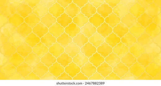 Marokkanisches nahtloses Muster. Fensterform der türkischen Moschee. Arabisches Mosaik Aquarell Ornament Hintergrund. Eid Mubarak Muslimische Dekoration. Ramadan Kareem Islamic Illustration