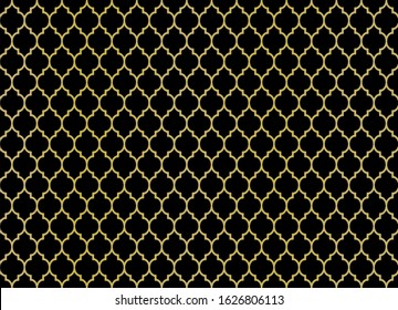 Moroccan Seamless Pattern.Traditional pattern with gold and black mosaic.line vector graphic design