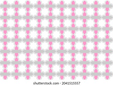 Moroccan shapes are assembled into patterns with pink, gray and white colors that can be used as a background