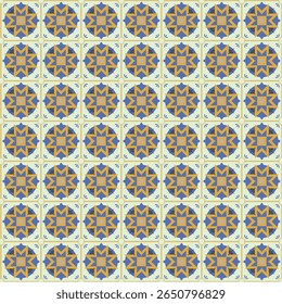 Moroccan Star Tile, Geometric Ethnic Pattern, Terracotta and Teal Design