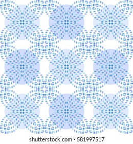 Moroccan style ceramic tile with geometric pattern. Water drops print on surface. Light blue.