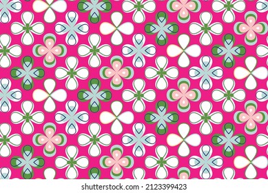 Moroccan Style Elegant Geometric Tile Florals Abstract Seamless Creative Pattern Minimal Concept Perfect Trendy Color Combinations Compatible for Allover Print Fuchsia Background
