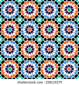 Moroccan style mosaic ornament. Seamless pattern in islamic style