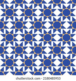 Estilo Marroquí Formas Solares Diseño De Mosaicos Geométricos Resumen Patrón Sin Marea Colores De Moda Moda Sencillo Vector Arte Real Tones Azules