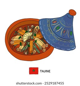 Ilustración marroquí dibujada a mano de tagine