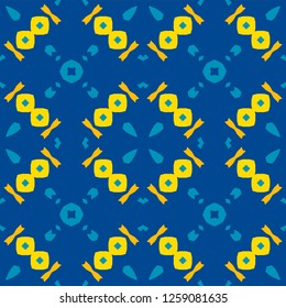 Moroccan tile - seamless pattern. Ornament on blue background. For printing on wallpaper, paper, membrane, fabric, etc.