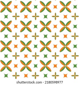 Moroccan Tile Style Geometric Shapes Florals Squares Leaves Retro Design Seamless Pattern Abstract Trendy Compatible Fashion Colors Bright Green Orange Tones
