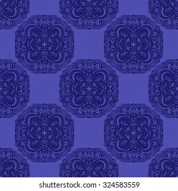 Moroccan tiles ornaments in blue and white colors. Seamless patchwork pattern. Can be used for wallpaper, textile and pattern fills, different surfaces, background of web site pages.