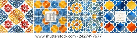 Moroccan tiles. Seamless geometric pattern. Vector illustration of oriental arabic ornament. Background for a greeting card for the holiday of Ramadan Kareem and Eid Mubarak