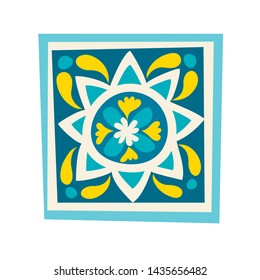 Moroccan tiles vector illustration. Morocco tiles flat cartoon style draw icon sign isolated on white background