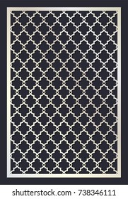 Moroccan trellis. Stencil pattern. Die cut card. Laser cut vector panel. Cutout silhouette with geometric pattern. A picture suitable for printing, engraving, laser cutting paper, wood, metal. 