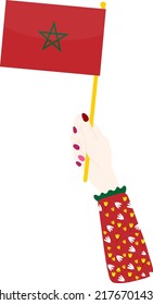 Moroccan vector hand drawn flag, Moroccan dirham