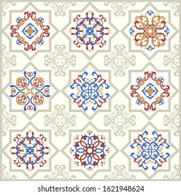 Moroccan vintage pattern for mosaic, ceramic tiles, textiles or furniture.