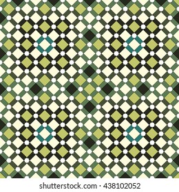 Moroccan wall tile. Zellige seamless pattern. Green colors. Islamic texture. Arabic culture.