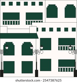 Moroccan white city. Geometric abstract poster with Tetouan landscape. White homes in morocco. Vector illustration. 