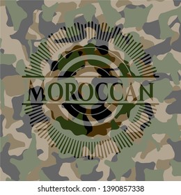 Moroccan written on a camo texture. Vector Illustration. Detailed.