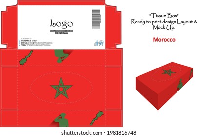 Marruecos - 3d Caja de tejidos de mockup Diseño bandera nacional - lista para imprimir vector.
