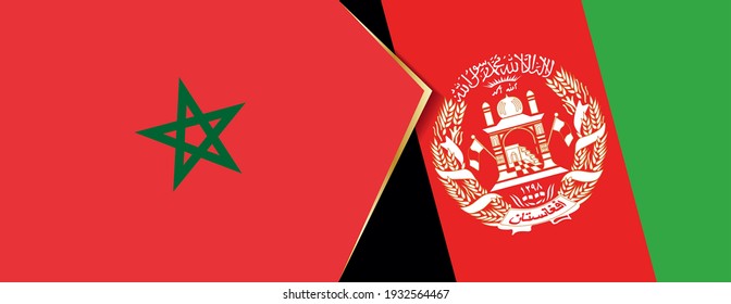 Banderas de Marruecos y Afganistán, dos banderas vectoriales símbolo de relación o enfrentamiento.