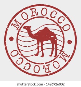 Morocco Africa Stamp. Camel Silhouette Seal. Round Design. Vector Icon. Design Retro Insignia.