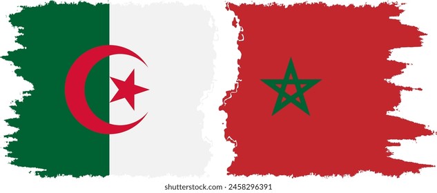 Marokko und Algerien Grunge Flaggen Verbindung, Vektorgrafik