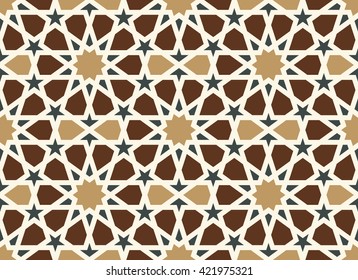 Padrão Árabe Marrocos. Fundo de Design Islâmico Tradicional. Brown, ocre, preto, cores brancas