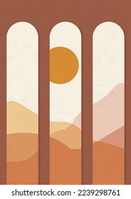 Morocco architecture in arches poster illustration.