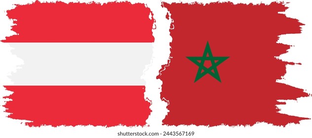 Morocco and Austria grunge flags connection, vector