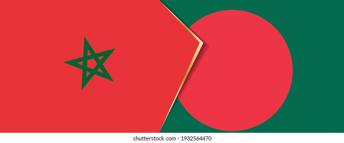 Morocco and Bangladesh flags, two vector flags symbol of relationship or confrontation.