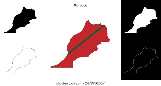 Morocco blank outline map set