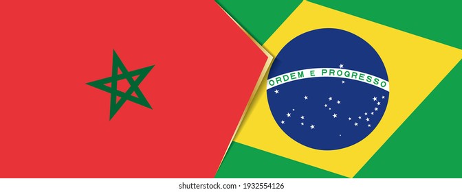Marokko und Brasilien Flaggen, zwei Vektorflaggen Symbol für Beziehung oder Konfrontation.