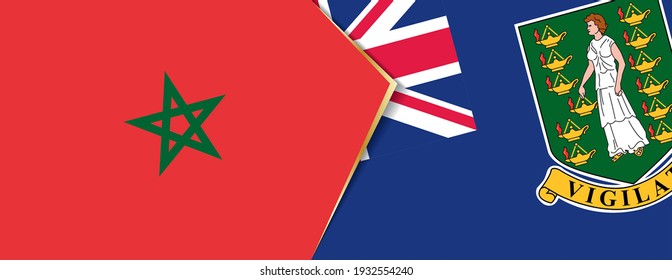 Morocco and British Virgin Islands flags, two vector flags symbol of relationship or confrontation.