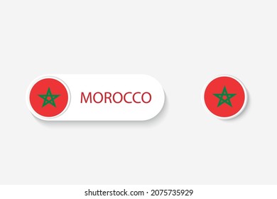 Morocco button flag in illustration of oval shaped with word of Morocco. And button flag Morocco. 