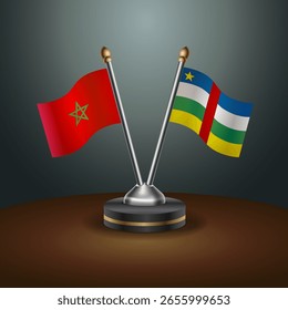 Morocco and Central African Republic table flags relation  with gradient backgrund. Vector Illustration