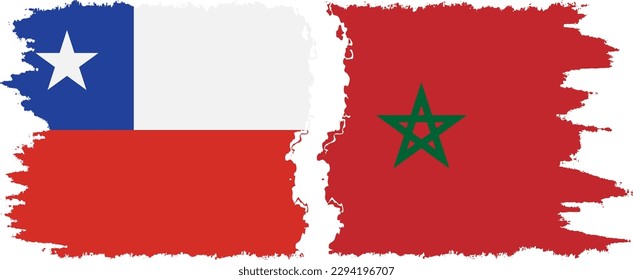 Conexión de banderas de grifo de Marruecos y Chile, vector