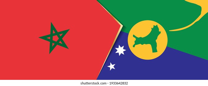 Banderas de Marruecos y las islas Christmas, dos banderas vectoriales símbolo de relación o confrontación.