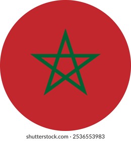 Morocco Circle Flag, Circle Flag of Morocco, Vector Images