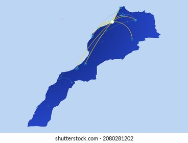 Morocco concept map, illustration of Morocco for internet or innovation or technology. File is suitable for digital editing and prints of all sizes.