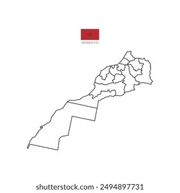 morocco contour map background with states. morocco contour map isolated on white background. Vector illustration Africa