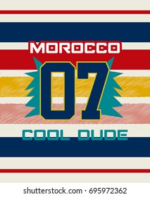 morocco cool dude,t-shirt print poster vector illustration