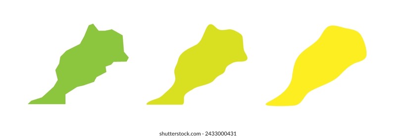 Morocco country black outline and colored country silhouettes in three different levels of smoothness. Simplified maps. Vector icons isolated on white background.
