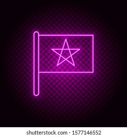 morocco, country, flag. Pink neon vector icon. Transparent background