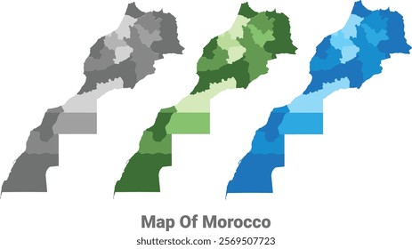 Morocco country map in different colors