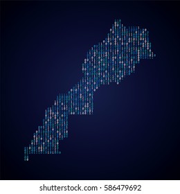 Morocco country map made from digital binary code
