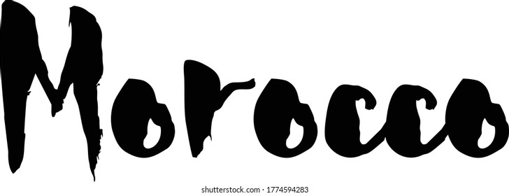 Morocco Country Name Handwritten Text Calligraphy