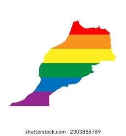 Morocco country silhouette. Country map silhouette in rainbow colors of LGBT flag.