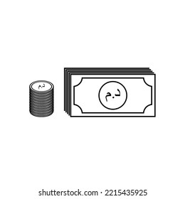 Símbolo de icono de moneda marroquí, Dirham marroquí, signo MAD. Ilustración vectorial